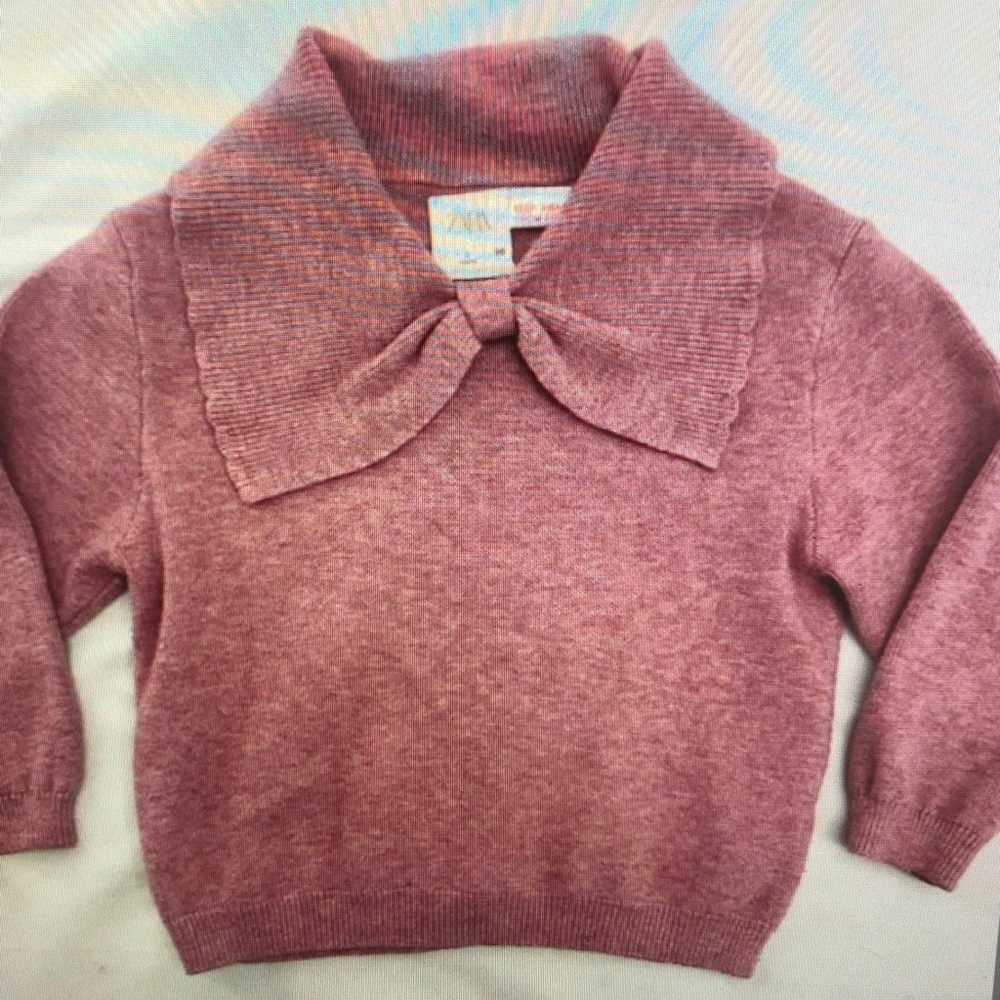 Zara Dusty Rose Sweater with Bow Collar